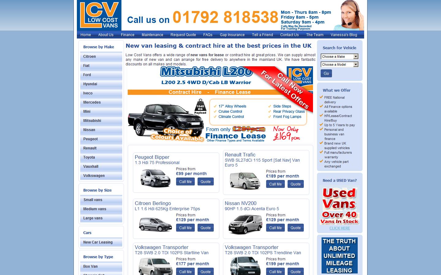 Low Cost Vans Website