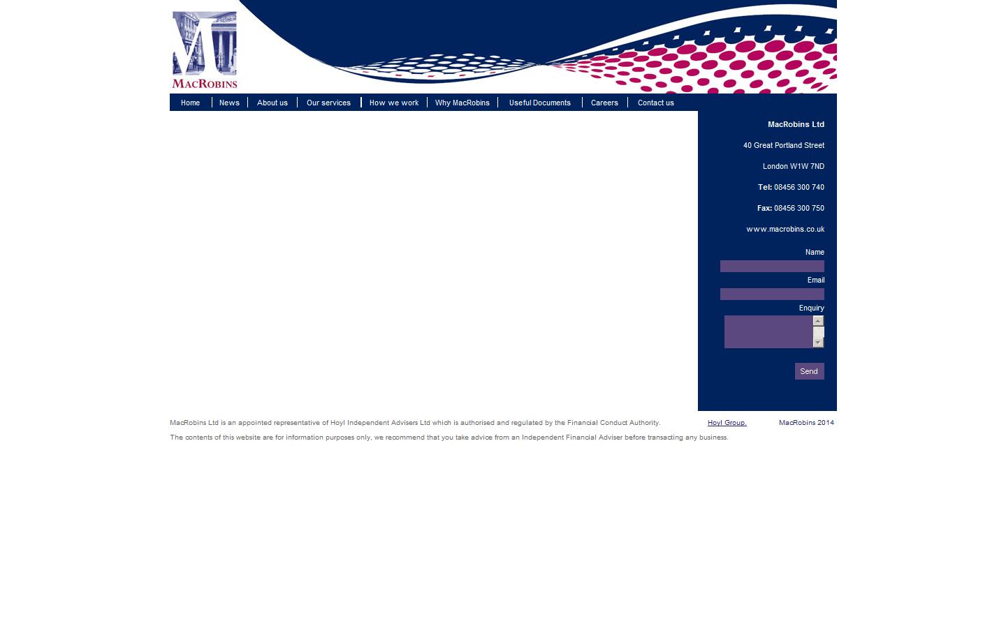 MacRobins Plc Website