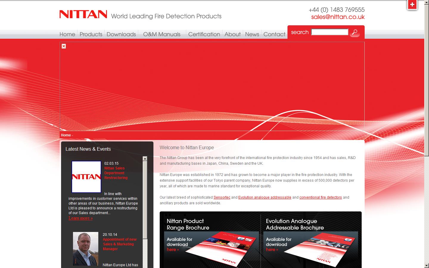 Nittan Europe Limited. Website