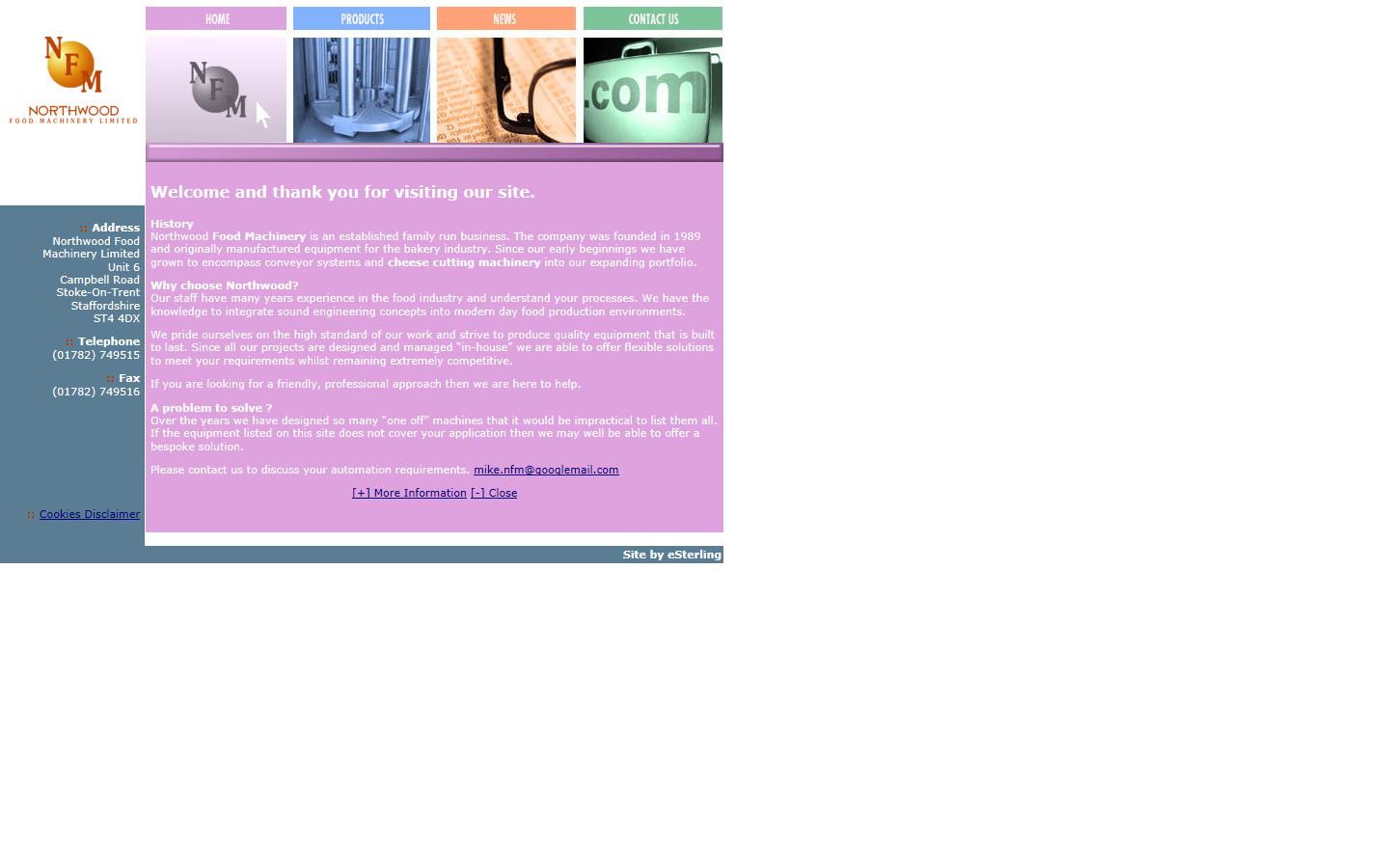 Northwood Food Machinery Ltd  Website