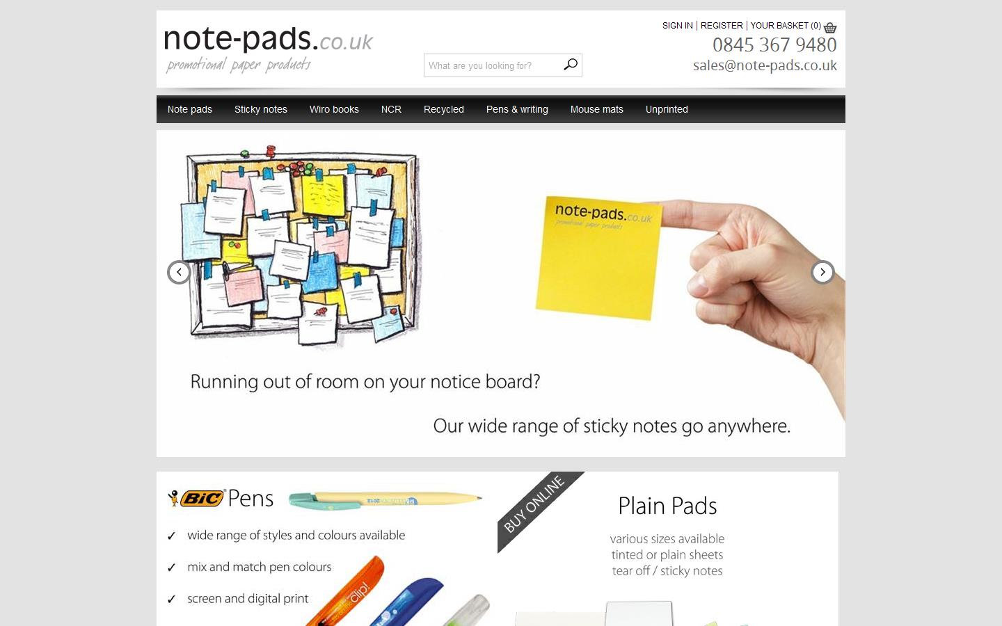 note-pads.co.uk Website