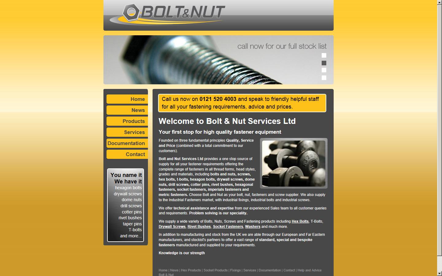 Bolt & Nut Services Ltd Website