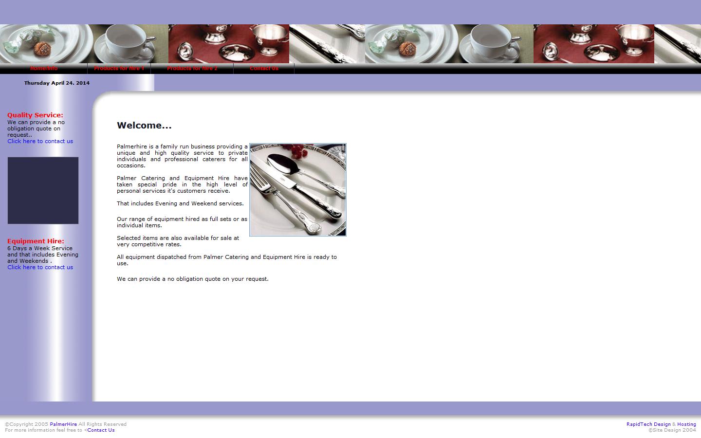 Palmer Catering & Equipment Hire Website