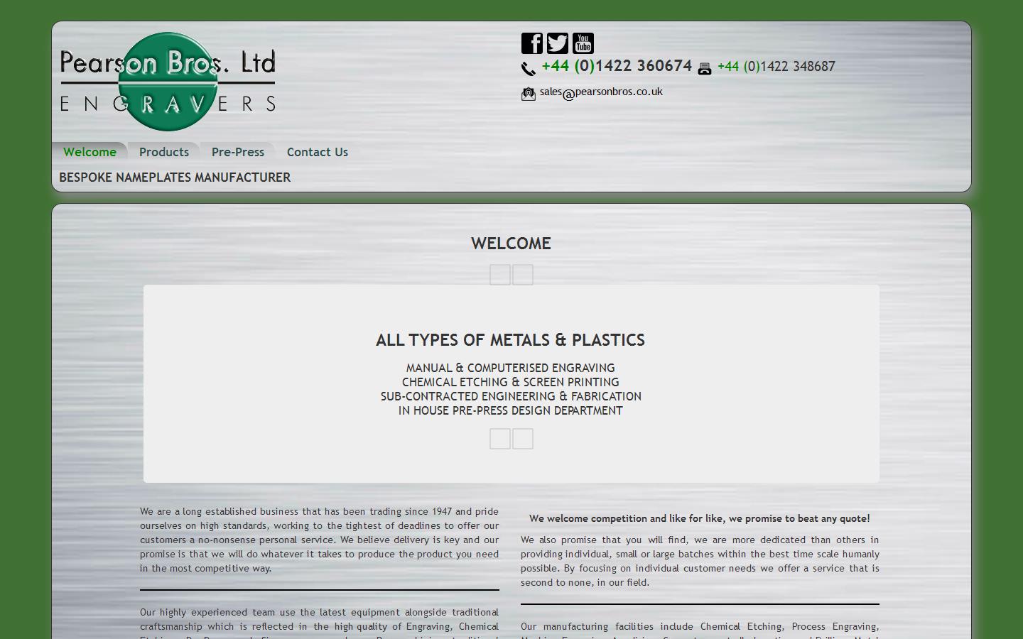 Pearson Bros. (Engravers) Ltd.  Website