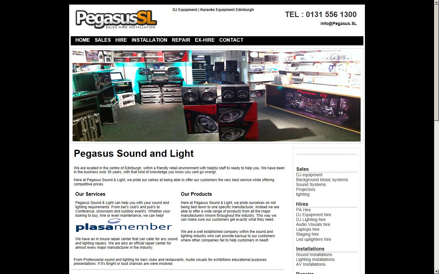 Pegasus Sound and Light Website