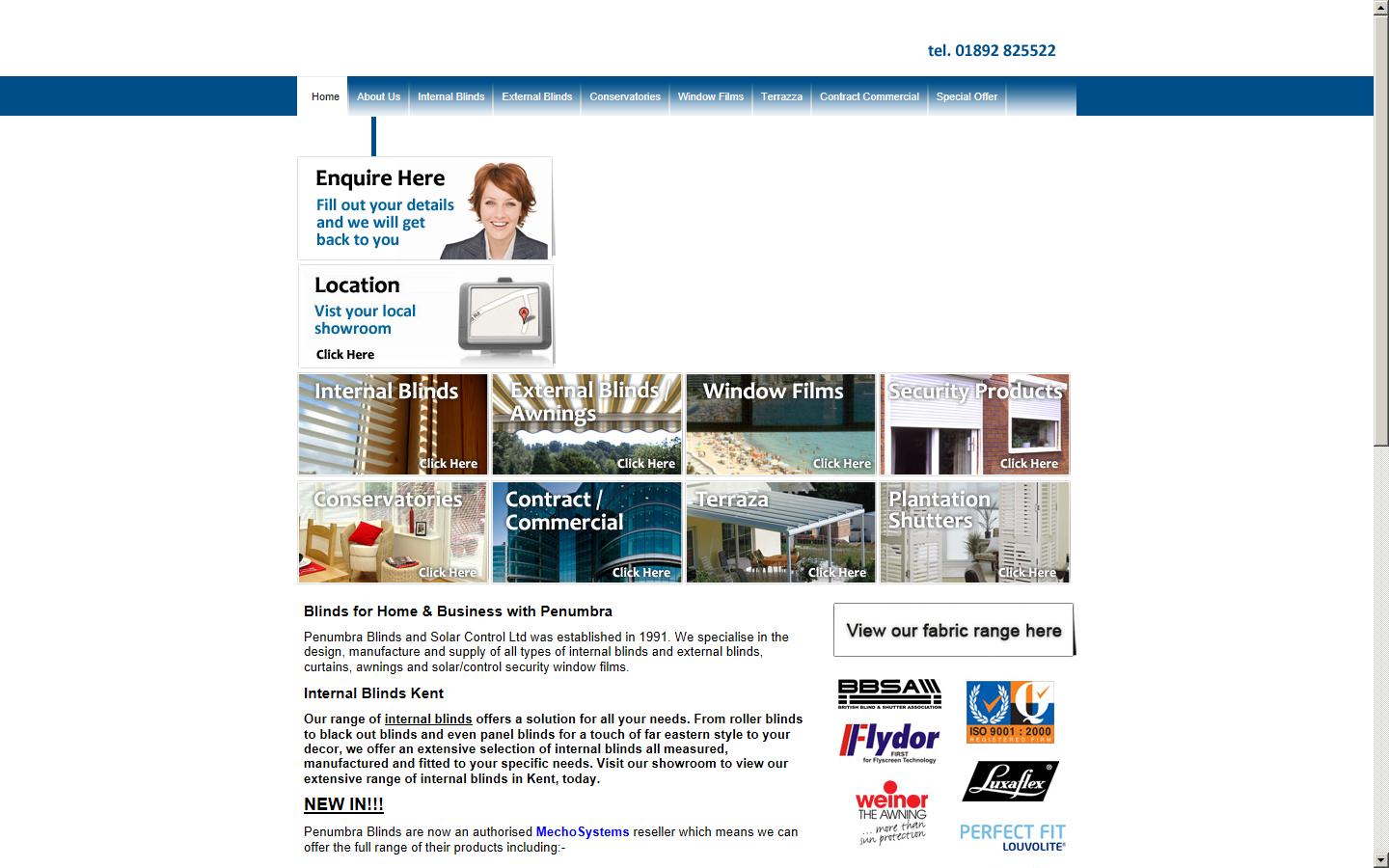 Penumbra Blinds & Solar Control Ltd Website