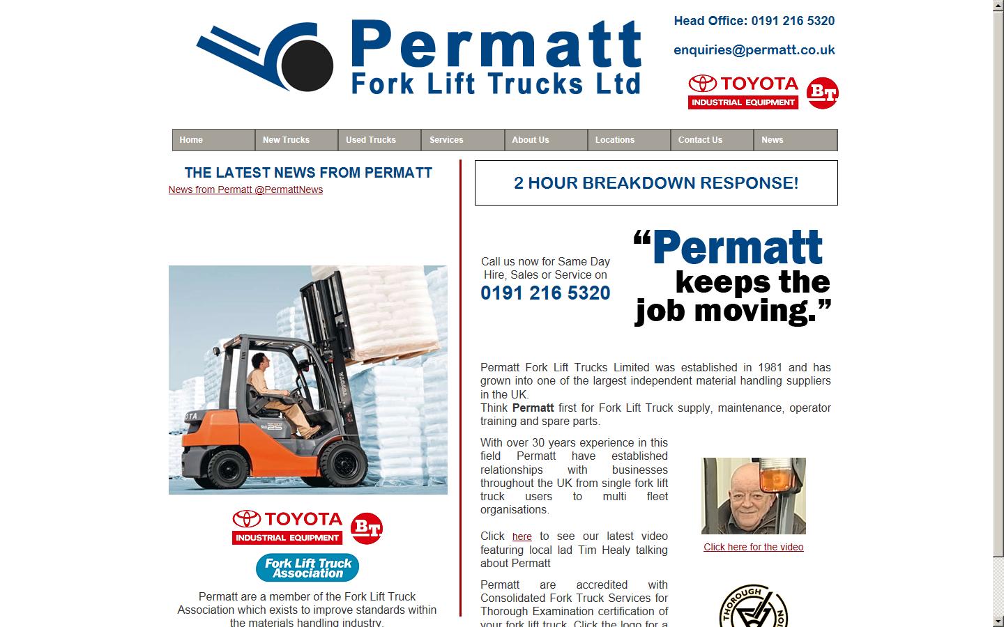 Permatt Fork Lift Trucks Ltd Website