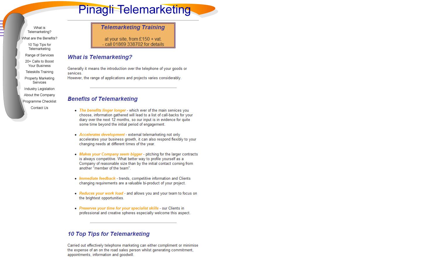 Pinagli Telemarketing Website