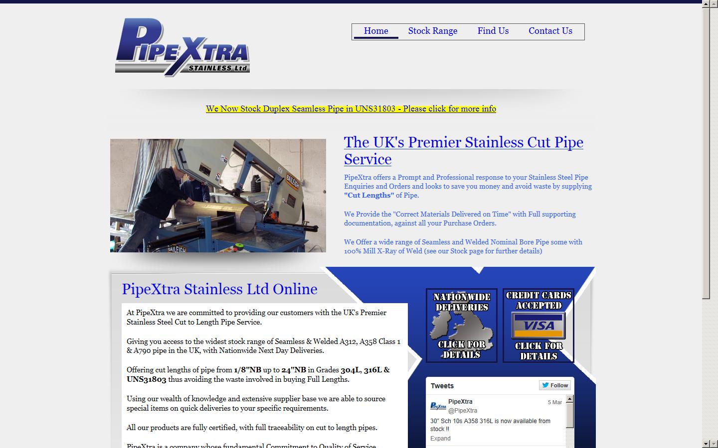 PipeXtra Stainless Ltd Website