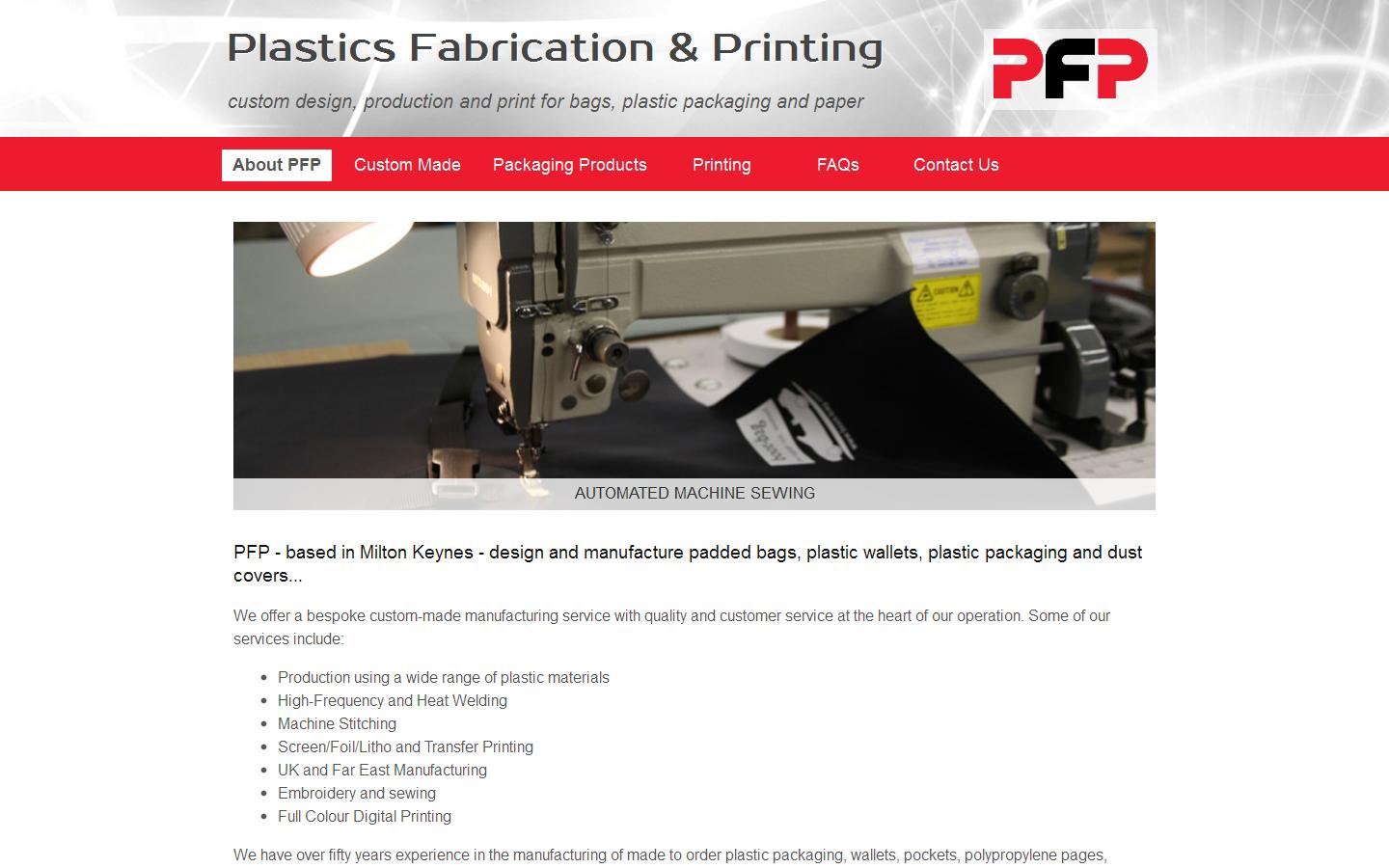 Plastics Fabrication & Printing Ltd Website