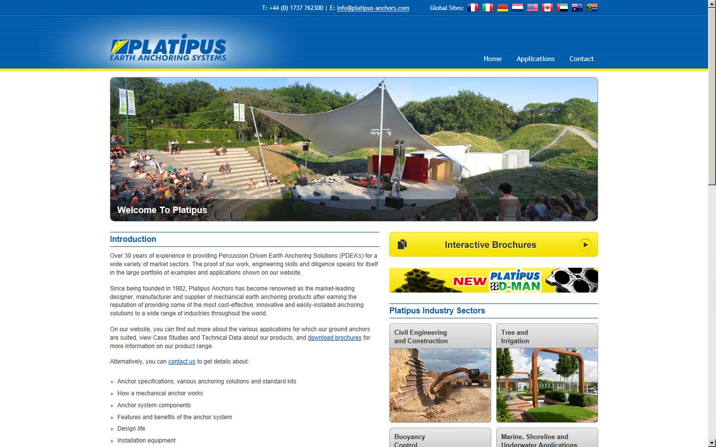 Platipus Anchors Limited Website