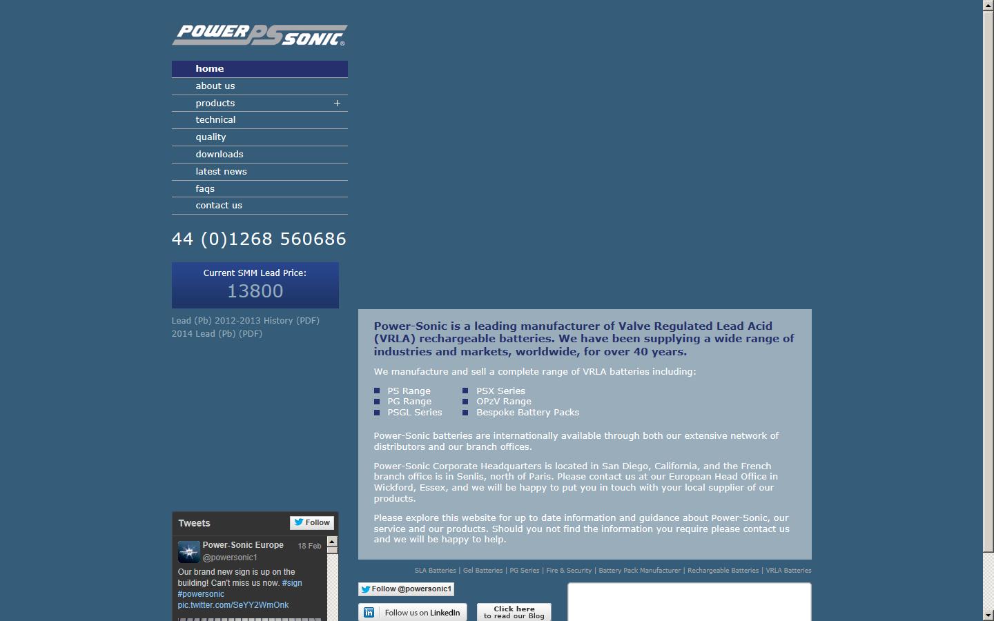 POWER-SONIC EUROPE LIMITED  Website