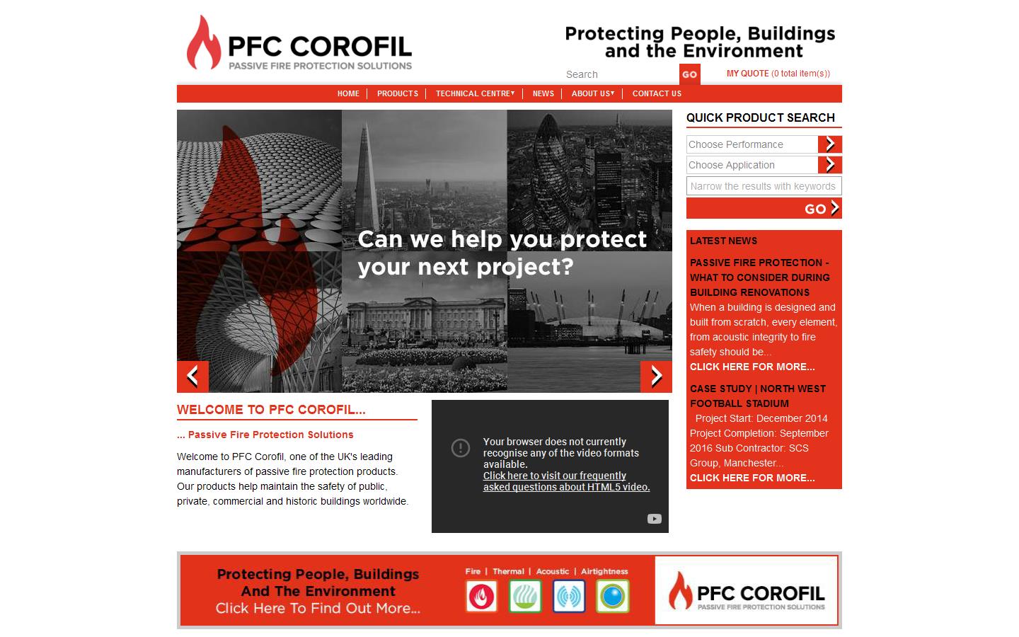 PFC Corofil Firestop Products Website
