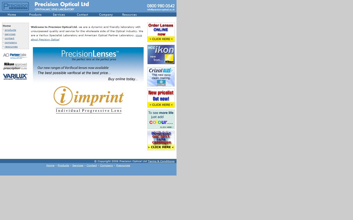 Precision Optical Ltd Website