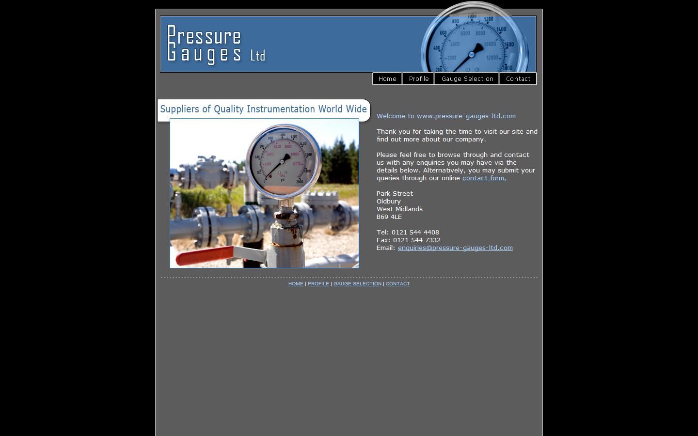 Pressure Gauges Ltd Website