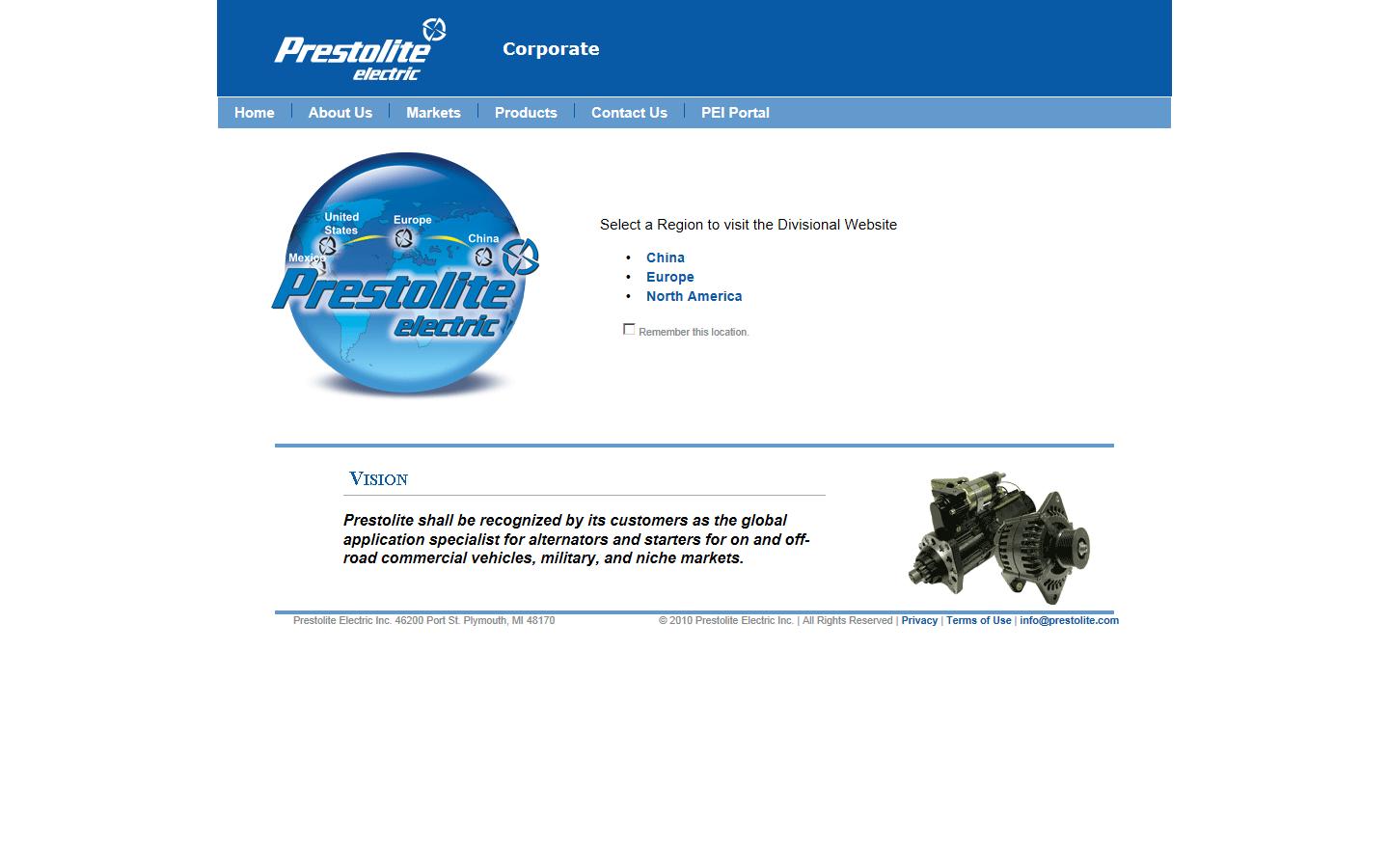 Prestolite Electric Ltd Website