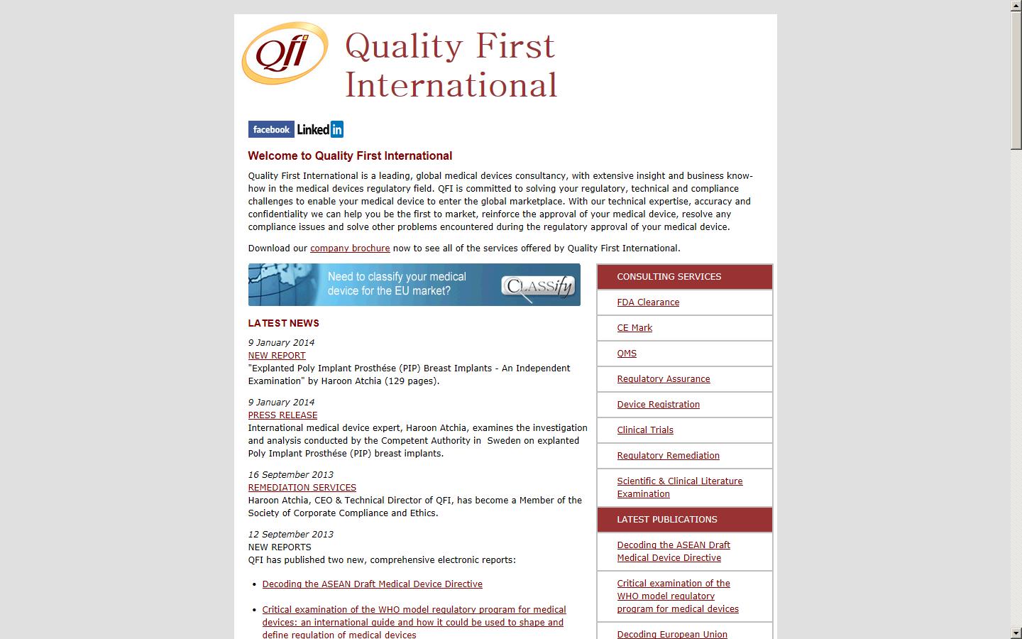 Quality First International Website