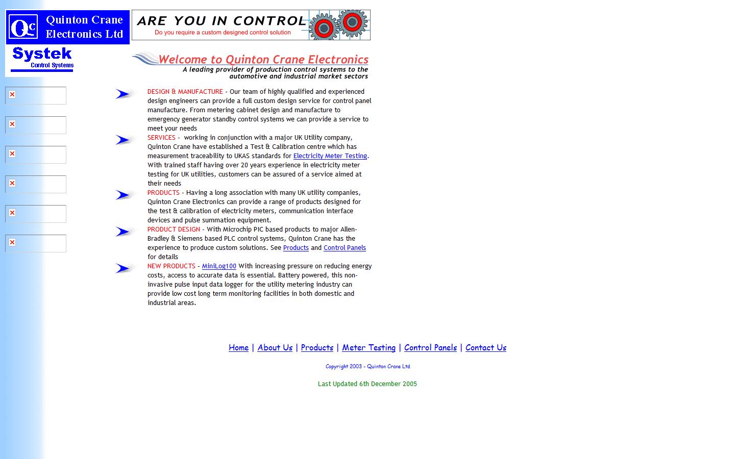 Quinton Crane Electronics Ltd. Website