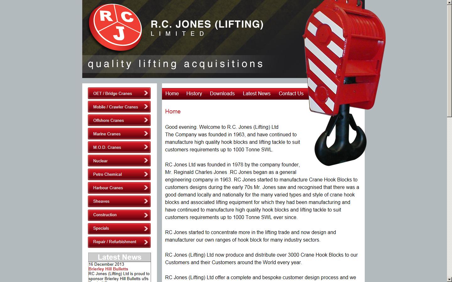 RC Jones Lifting Ltd Website