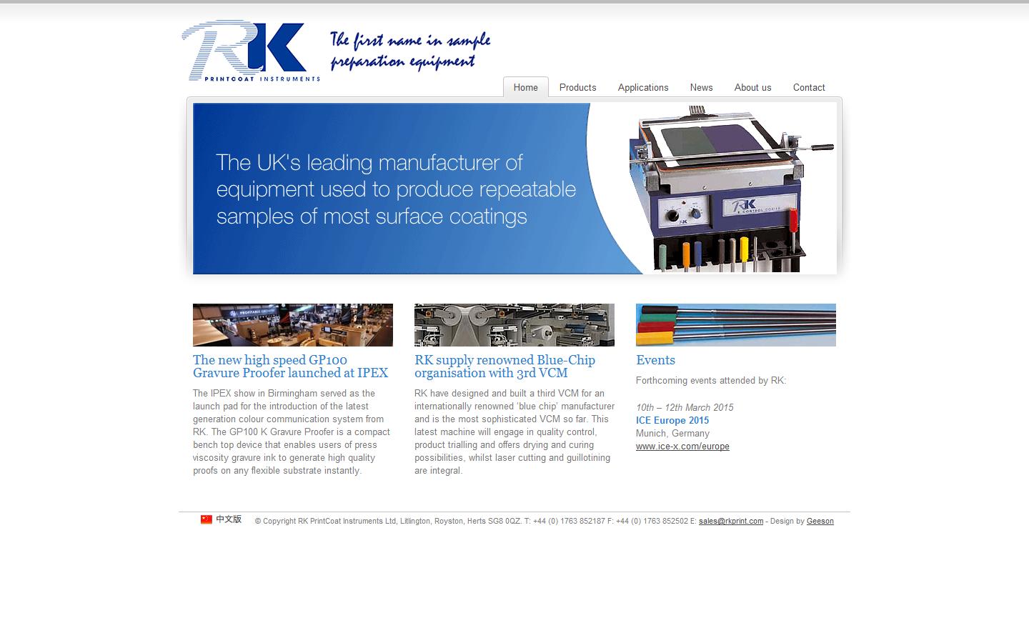 RK PrintCoat Instruments Ltd 	 Website