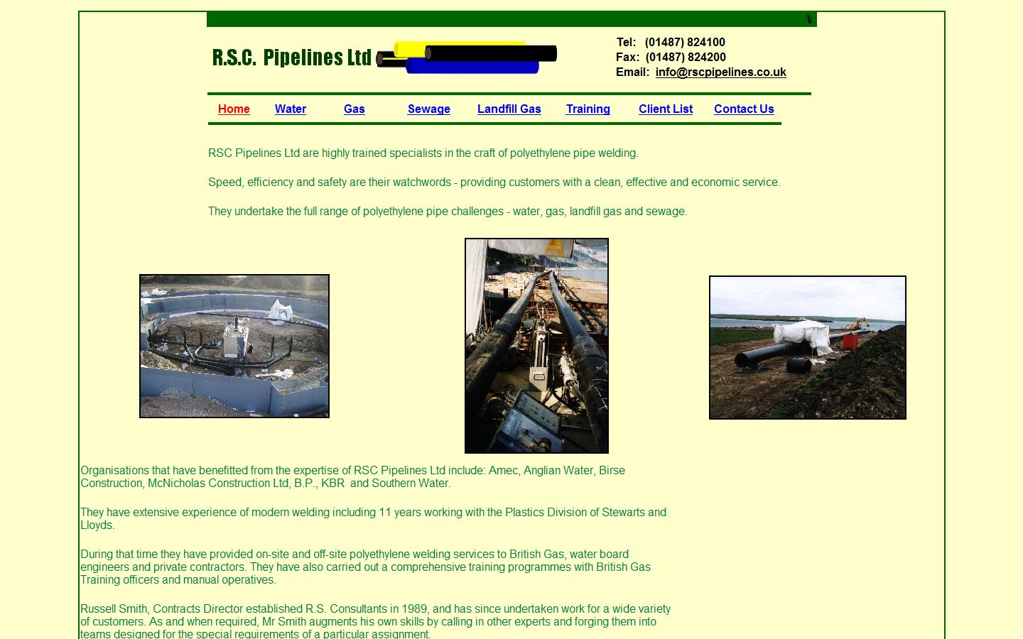 R. S. C. Pipelines Ltd  Website