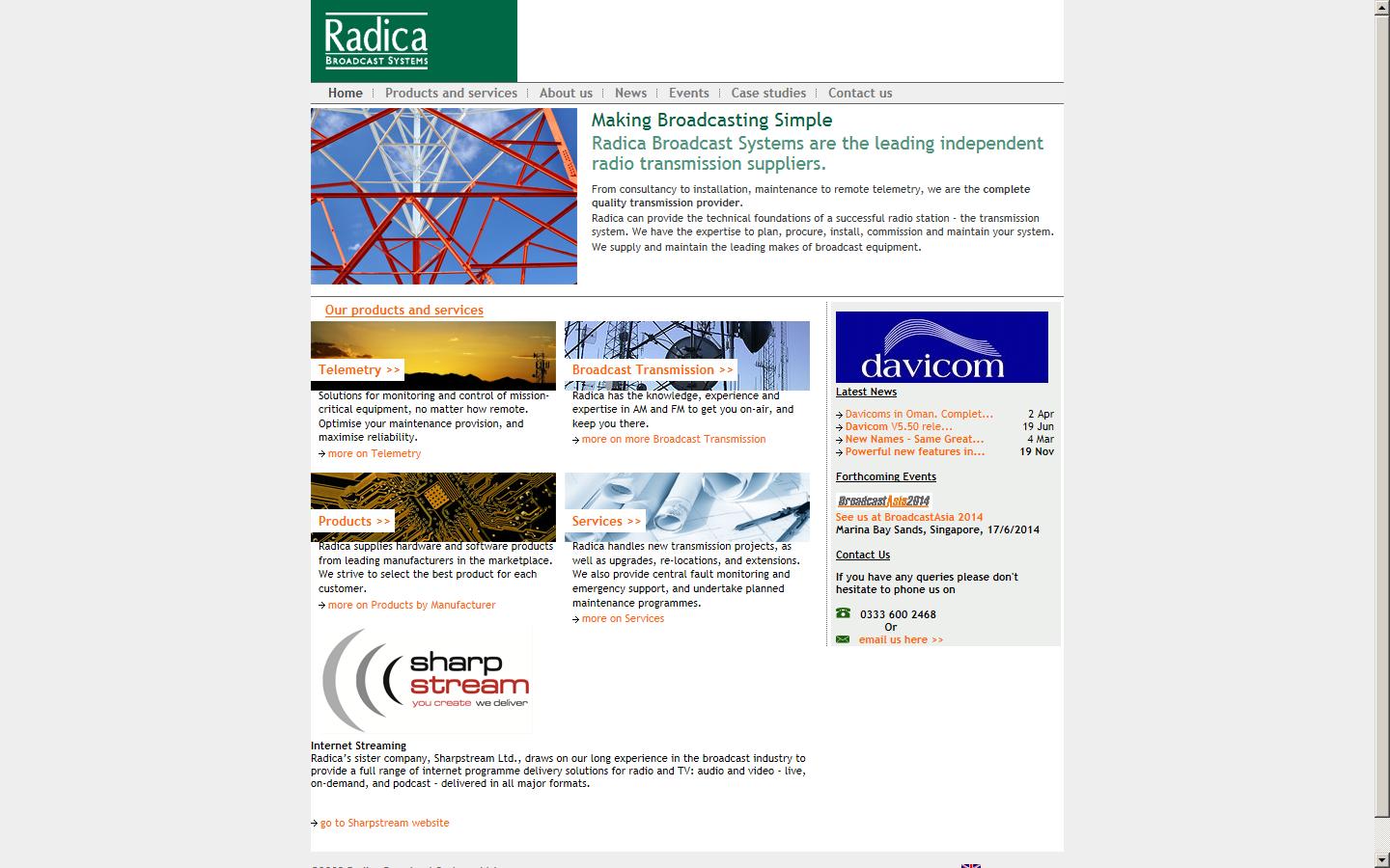 Radica Broadcast Systems Limited Website