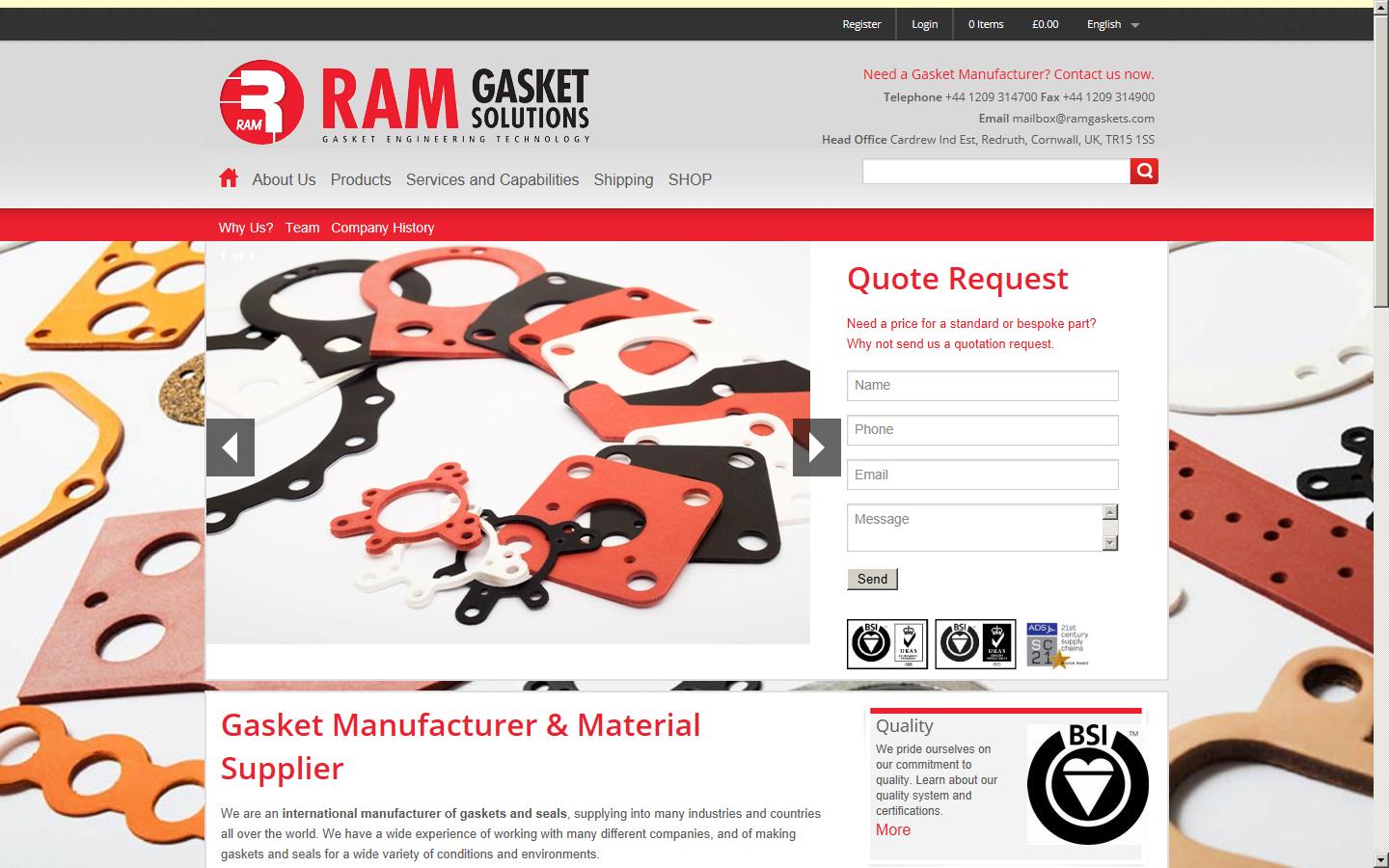 RAM Gasket Solutions Ltd Website