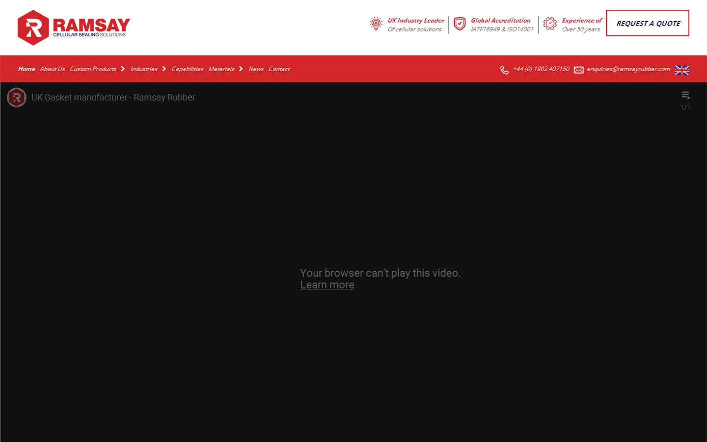 Ramsay Rubber & Plastics Ltd Website