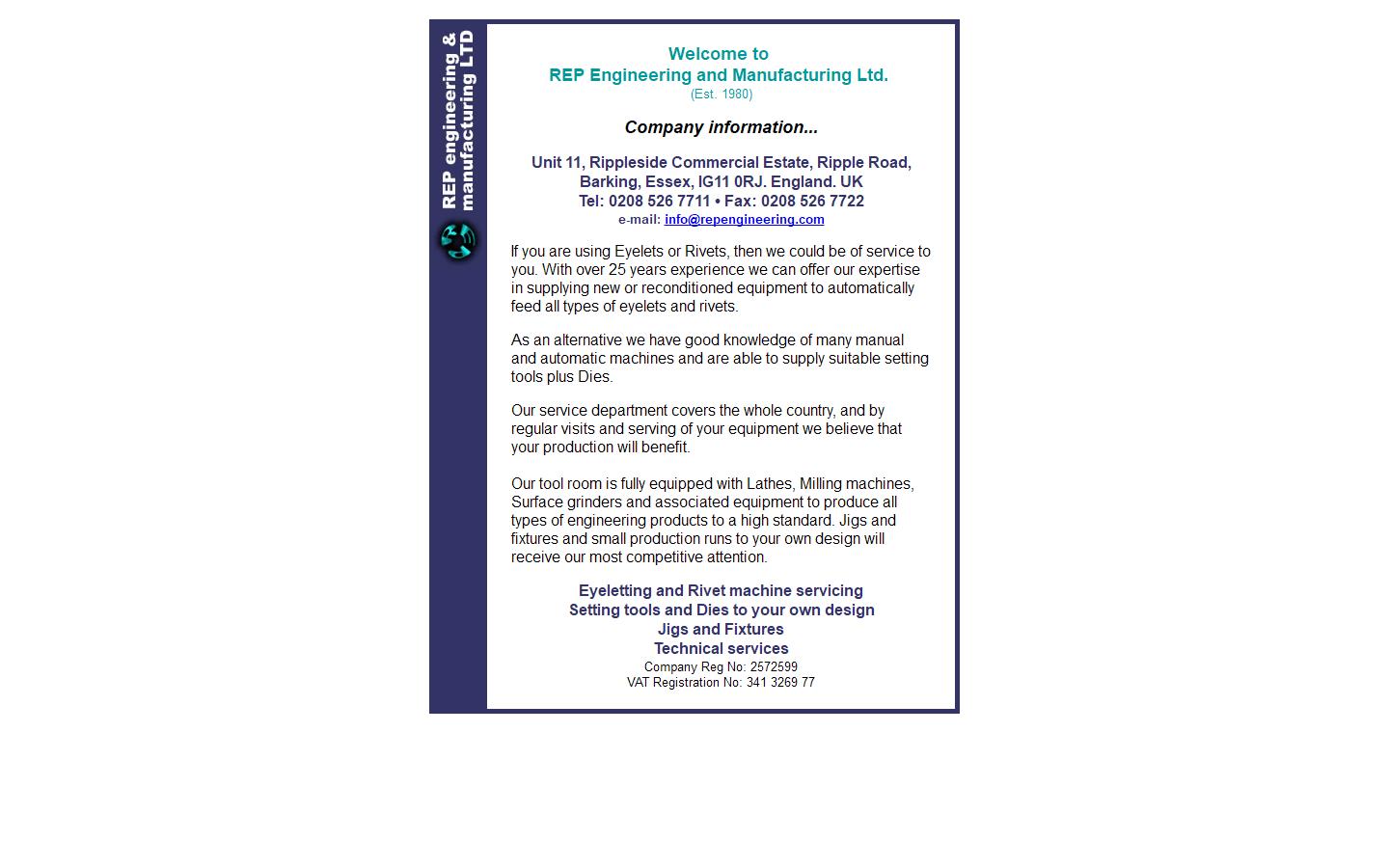 REP Engineering & Manufacturing Ltd Website