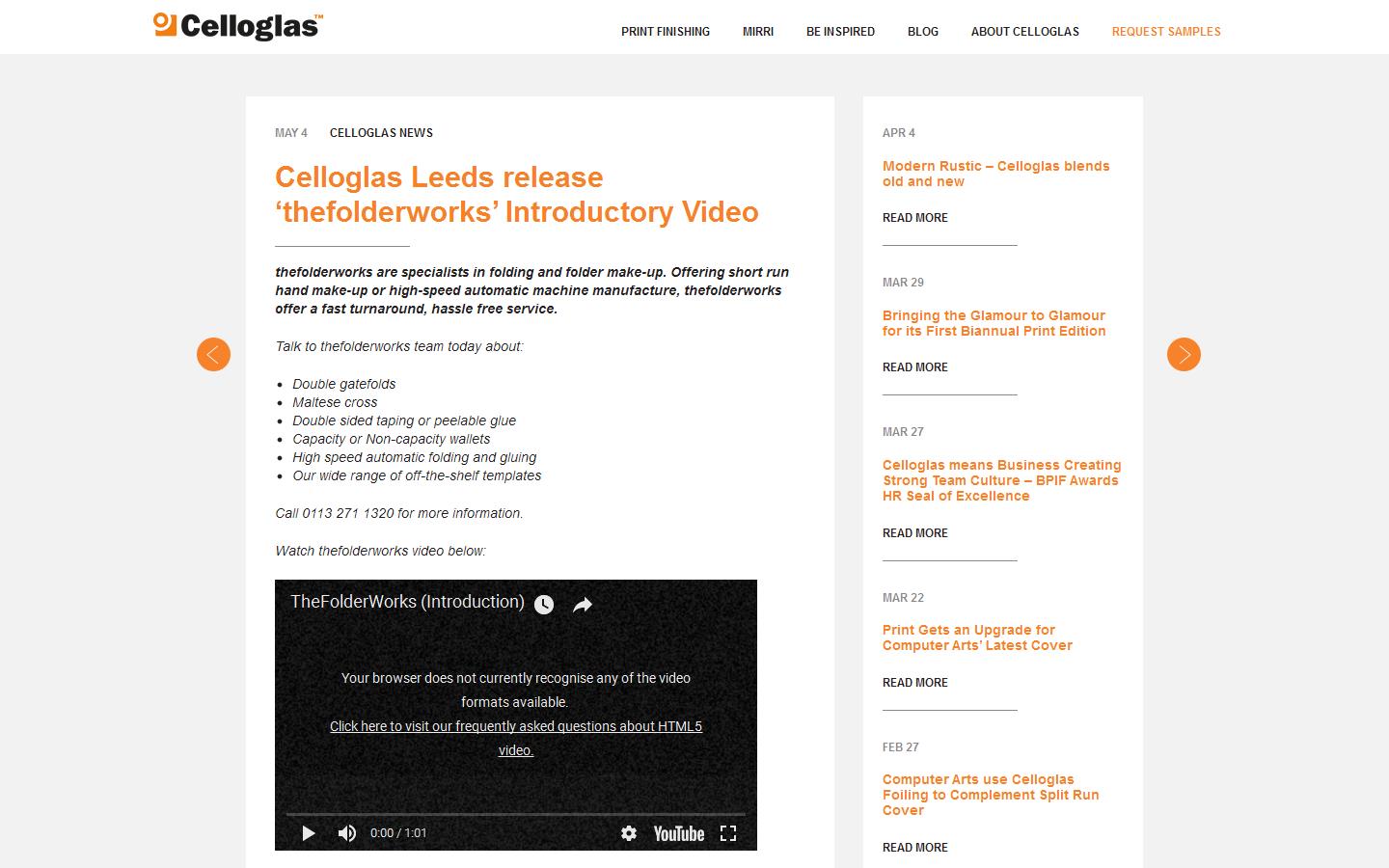 thefolderworks (Celloglas) Website