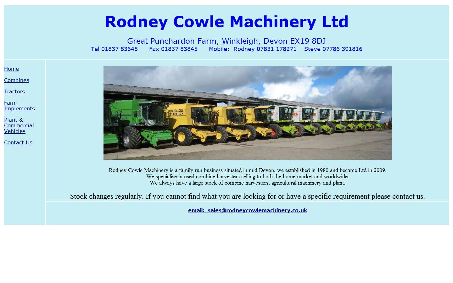 Rodney Cowle Machinery Ltd Website