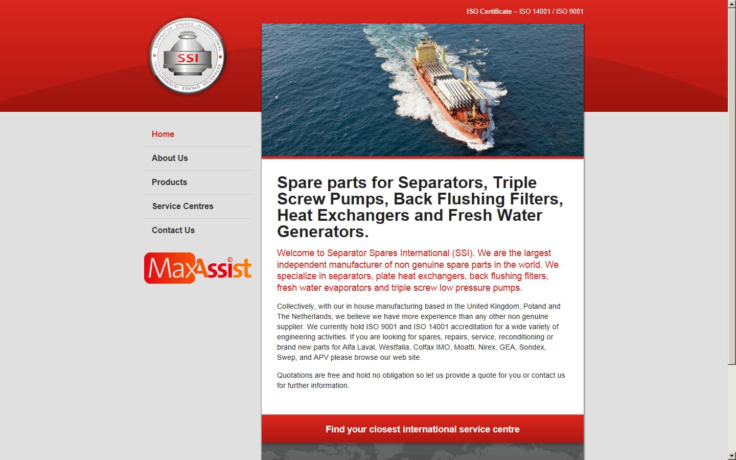 SEPARATOR SPARES INTERNATIONAL LTD (UK) Ltd Website