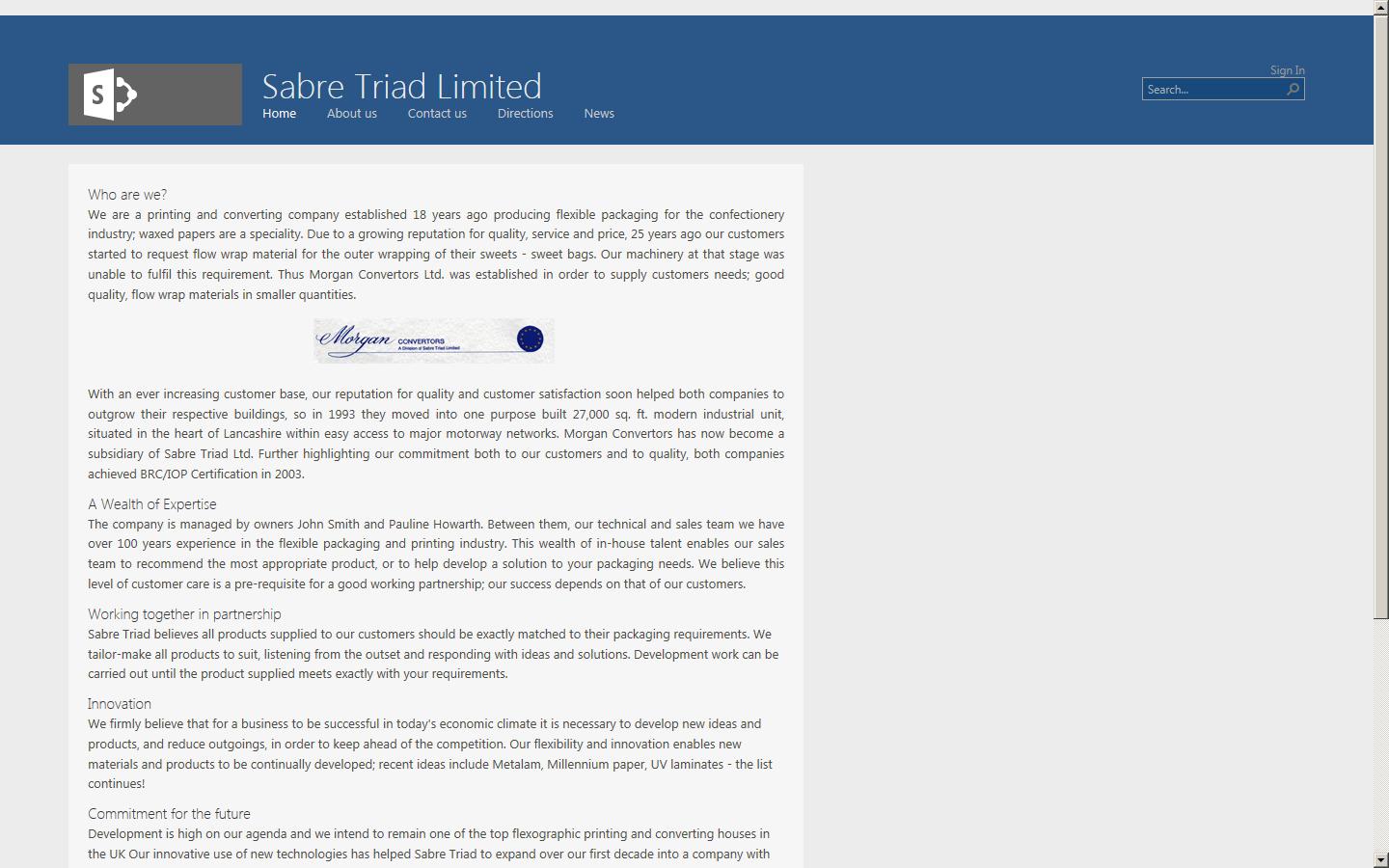 Sabre Triad Ltd Website
