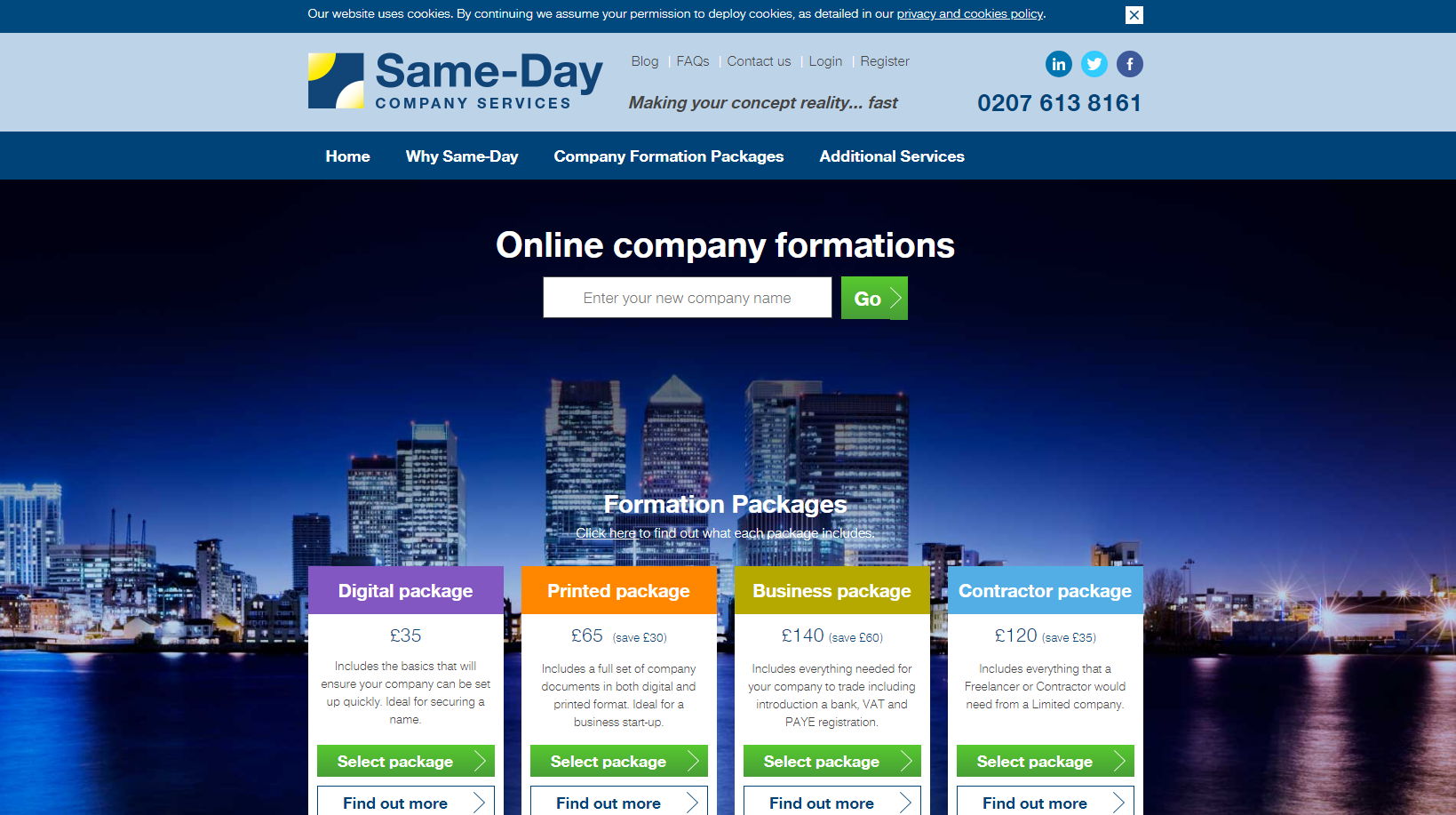 Same-Day Company Services Ltd Website