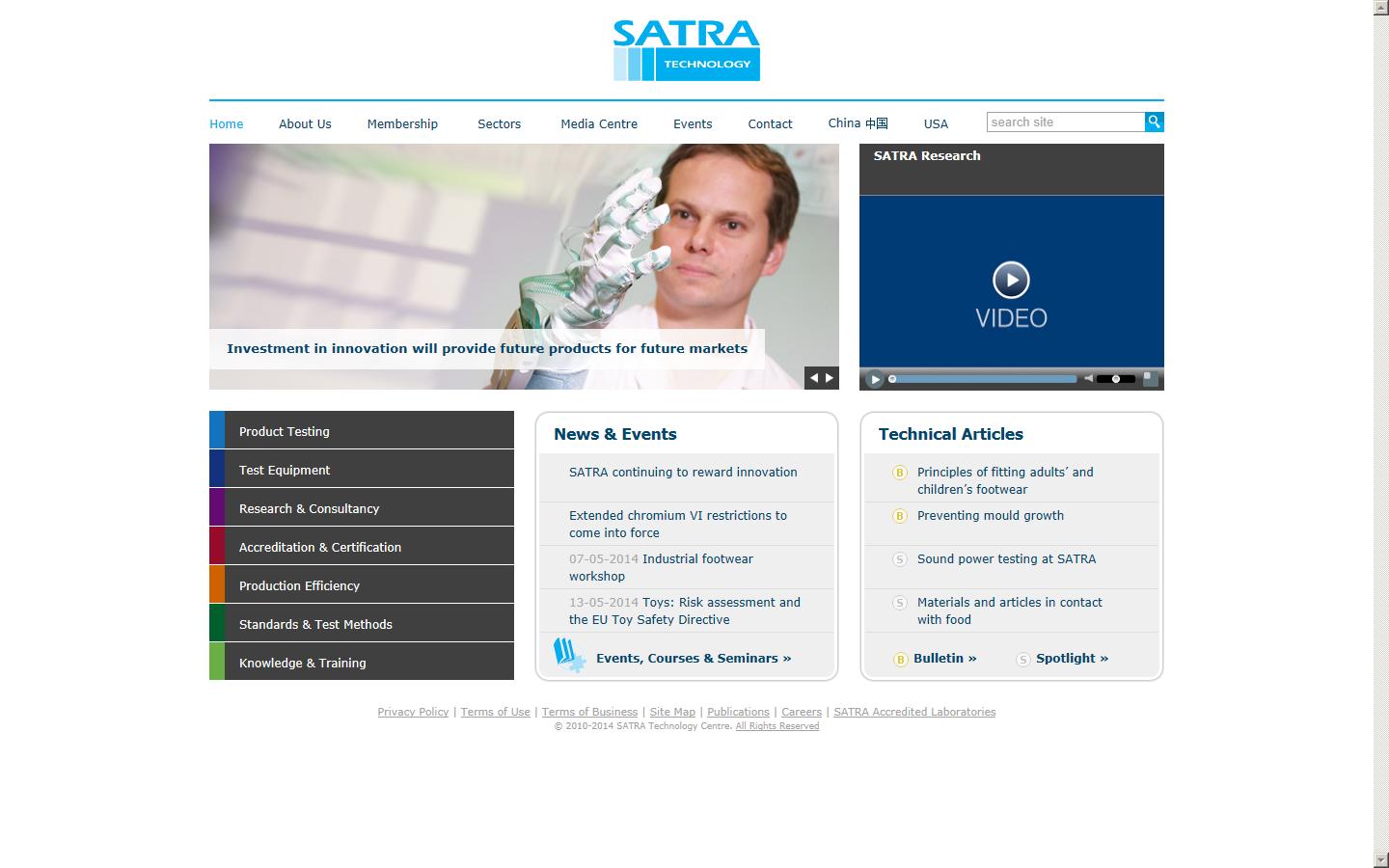 SATRA Technology Centre Website
