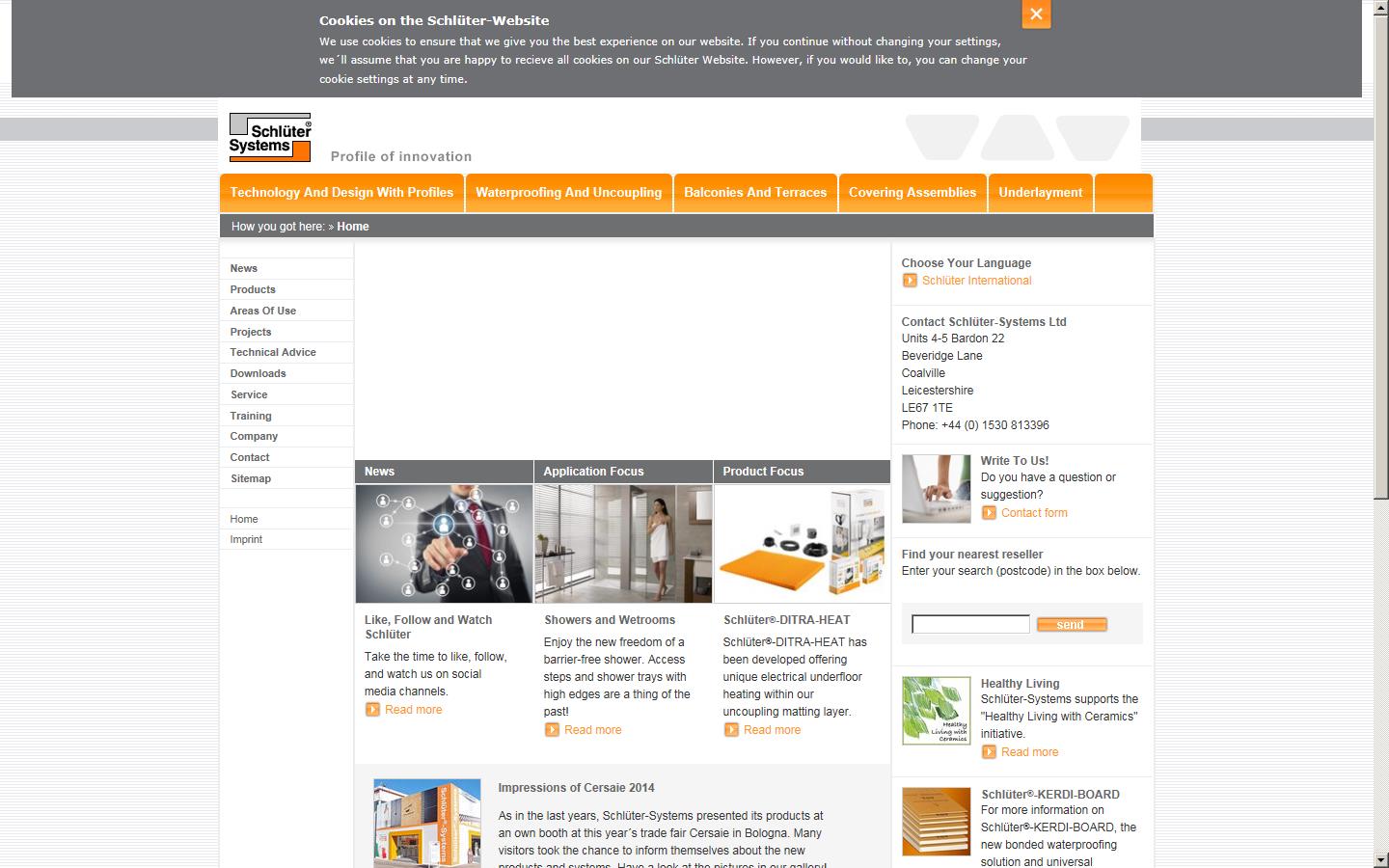 Schluter Systems Ltd Website