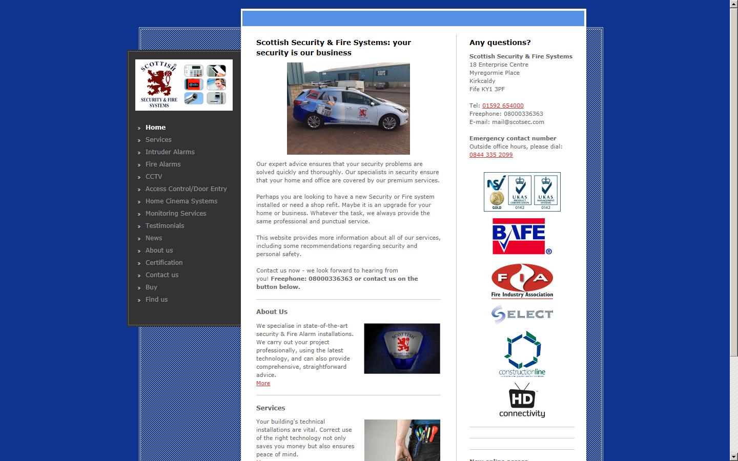 Scottish Security & Fire Systems Website