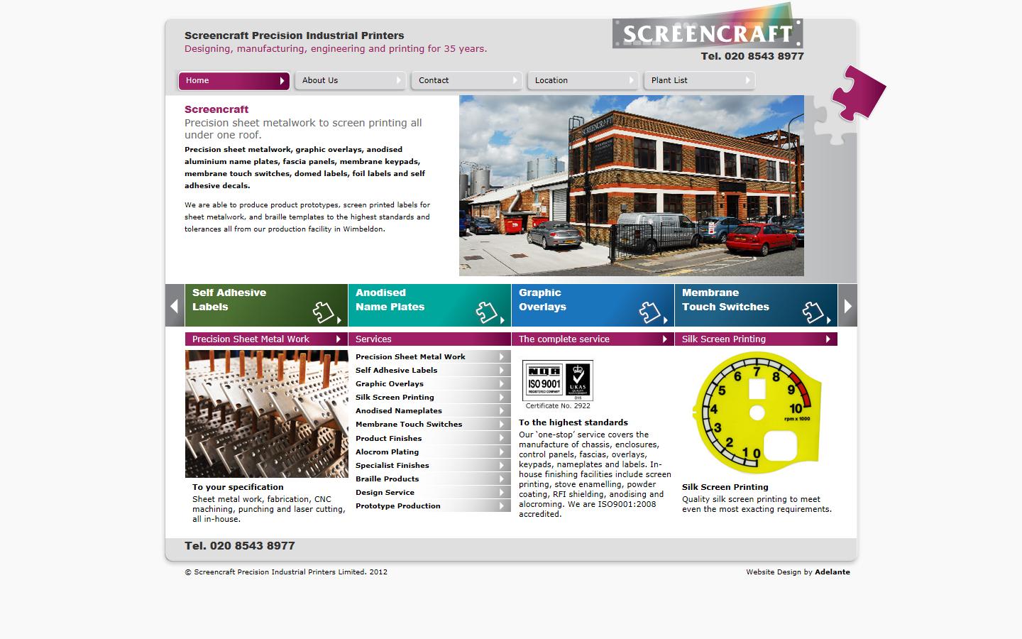 Screencraft Precision Industrial Printers Website