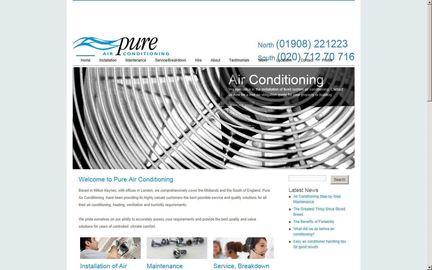 Pure Air Conditioning Website