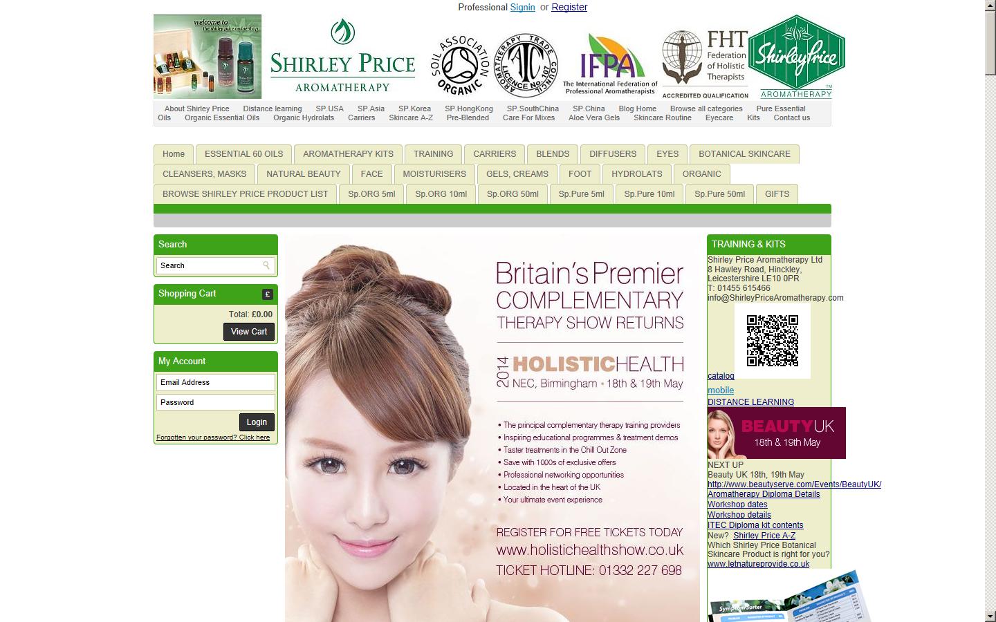 Shirley Price Aromatherapy Ltd Website
