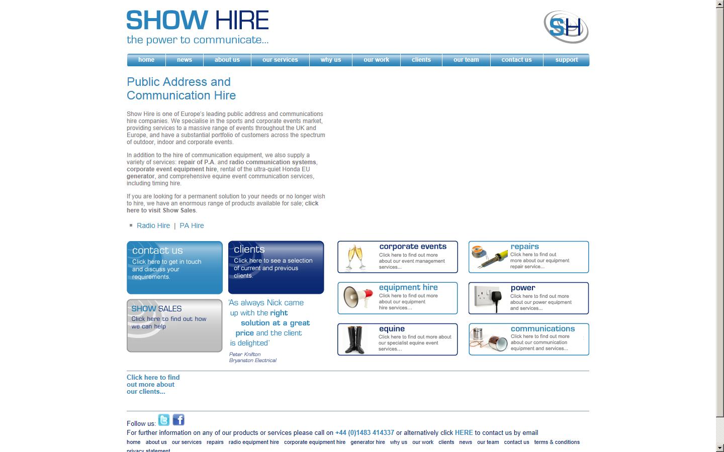 Show Hire Ltd Website