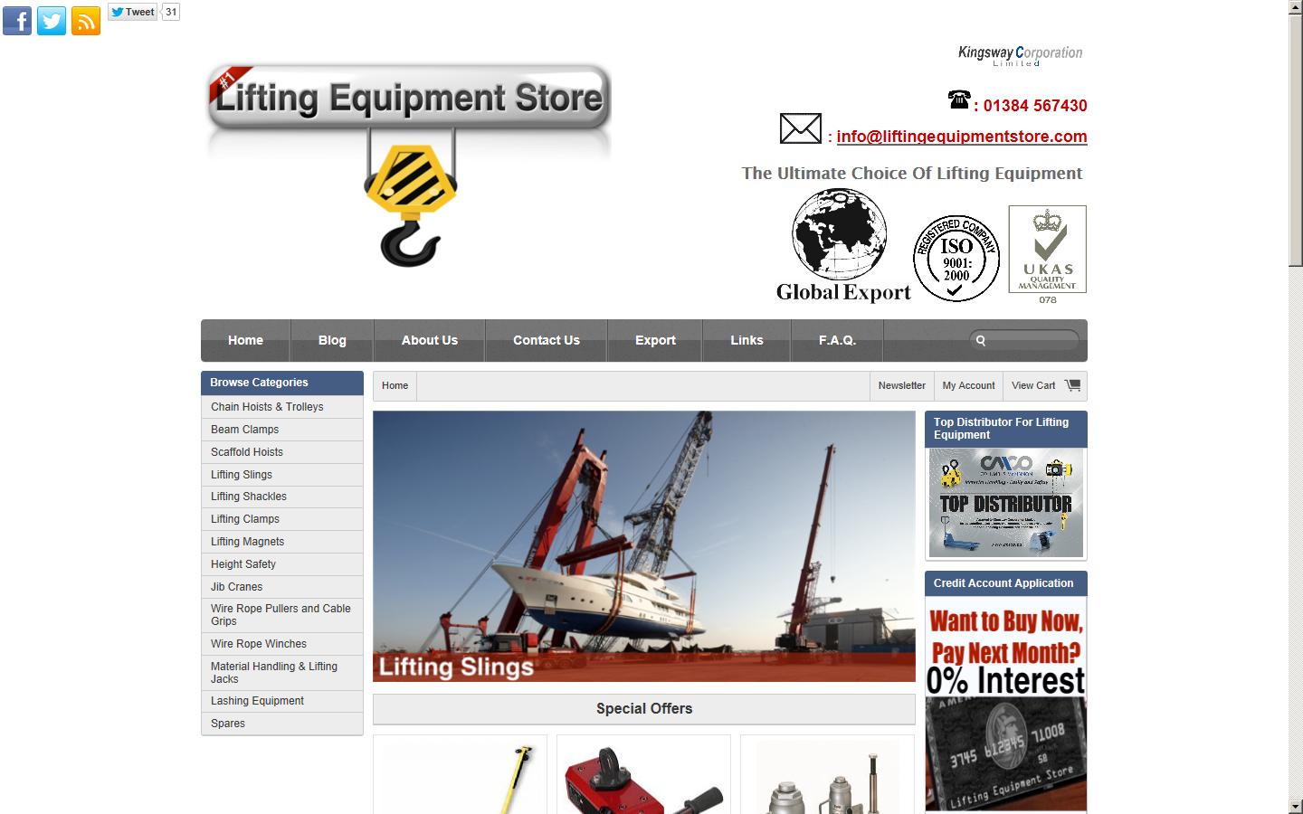 Lifting Equipment Store Website