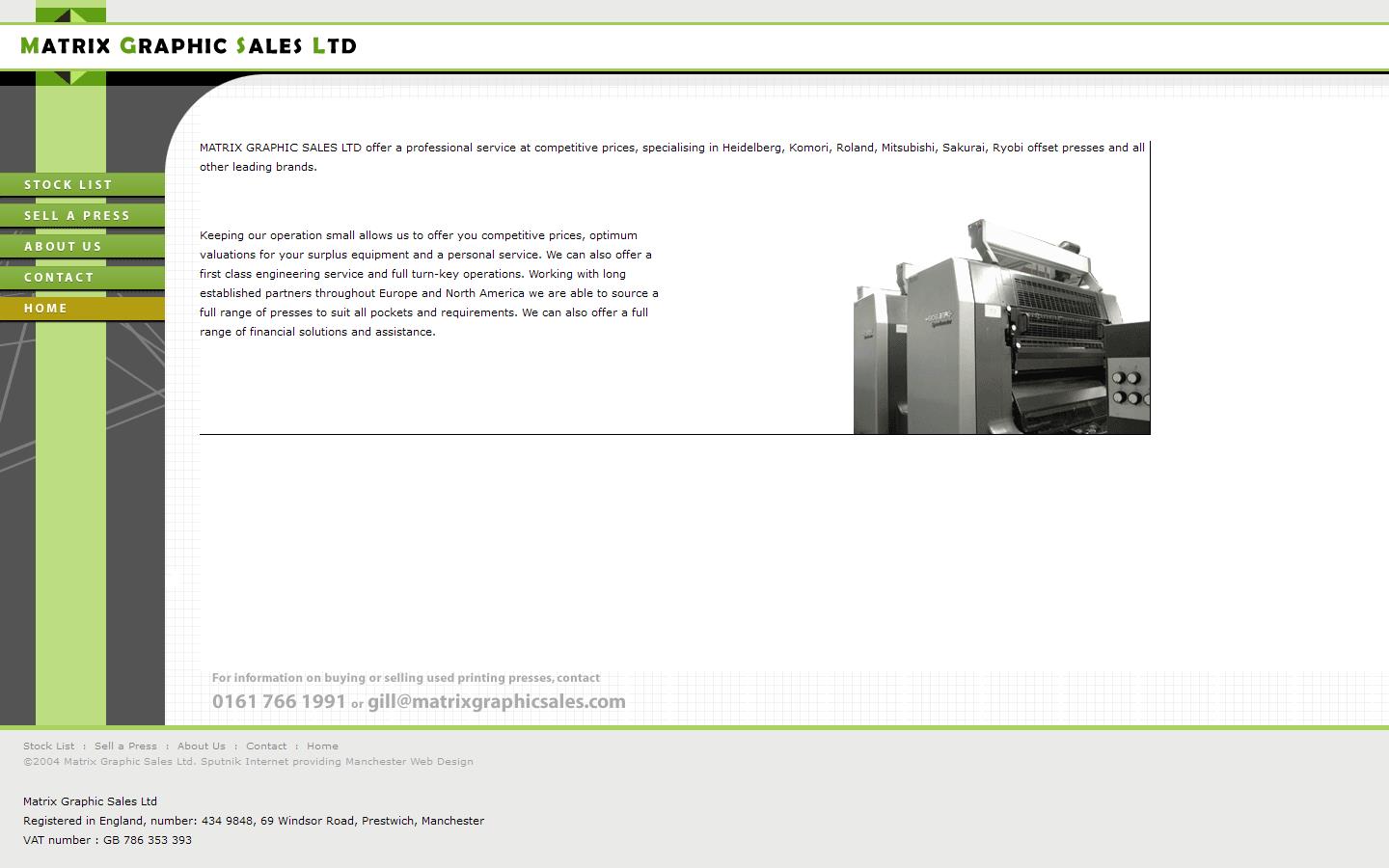 Matrix Graphic Sales Ltd Website