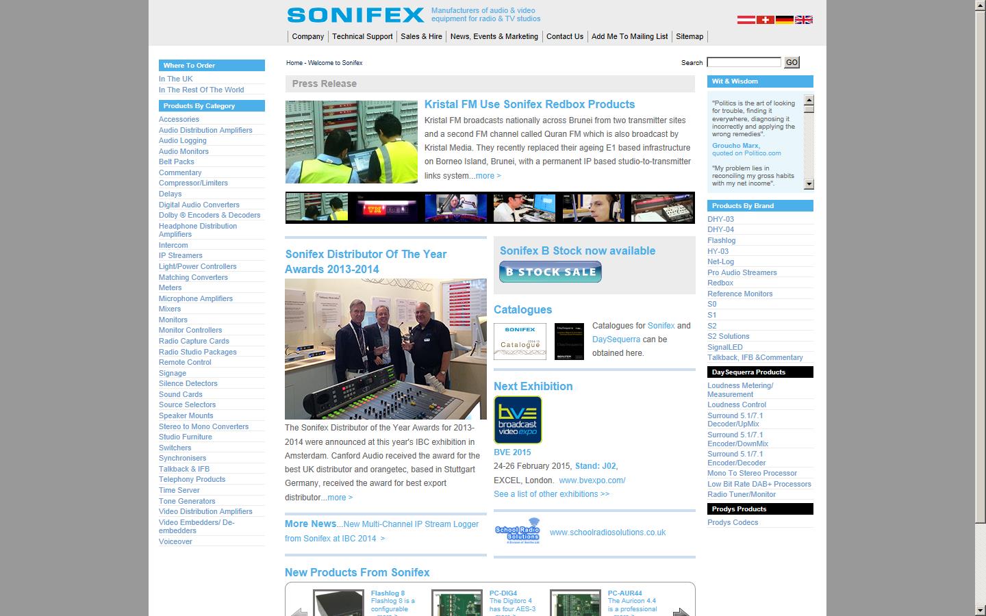 Sonifex Ltd Website