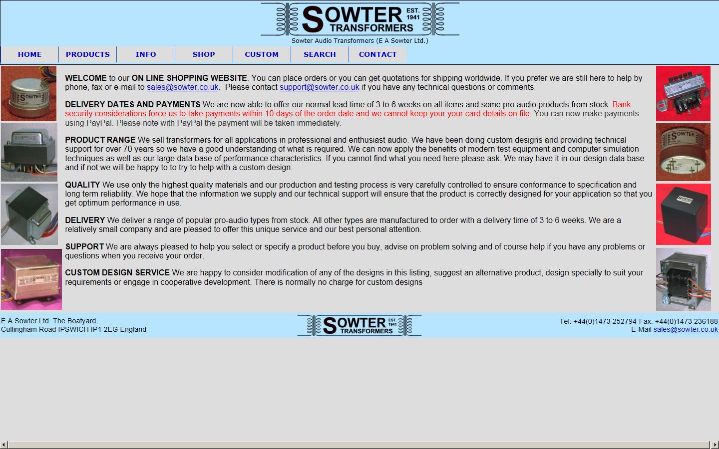 Sowter Transformers Ltd Website