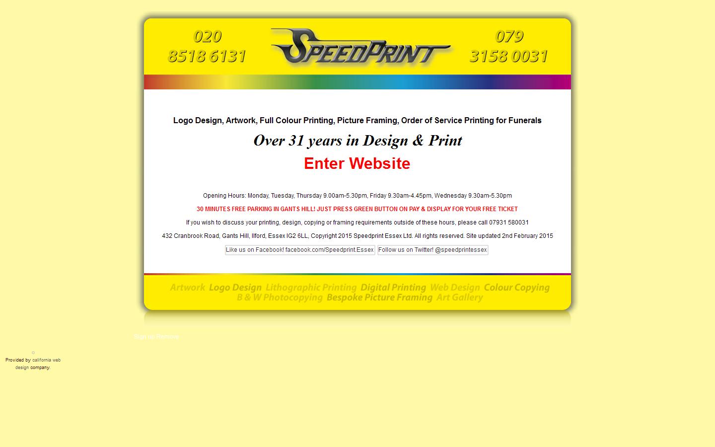 Speedprint Essex Ltd Website