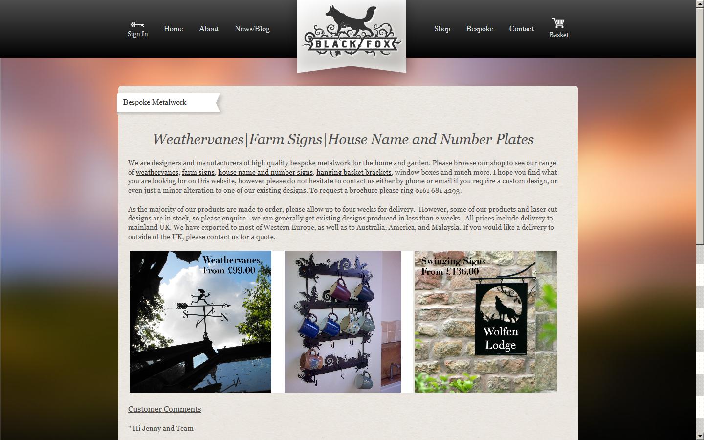 Black Fox Metalcraft Ltd Website