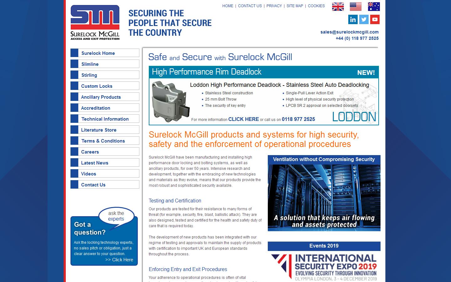 Surelock McGill Ltd Website