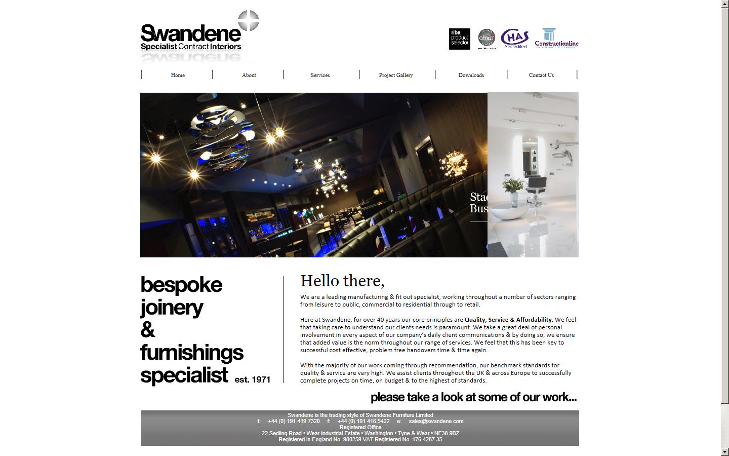 Swandene Specialist Contract Interiors Website