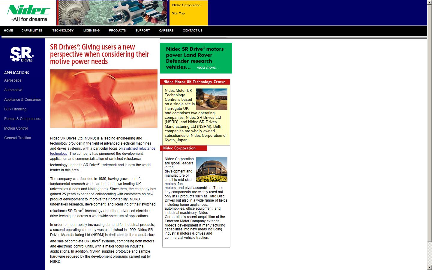 Nidec SR Drives Ltd Website